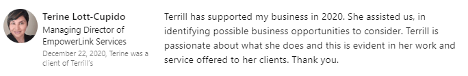 Testimonial success by design Terine Lott-Cupido review of Success By Design